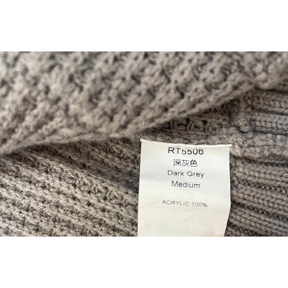 Gray Knit Open No Buttons Cardigan Sweater Long Pockets - Size Women's Large - Picture 4 of 6